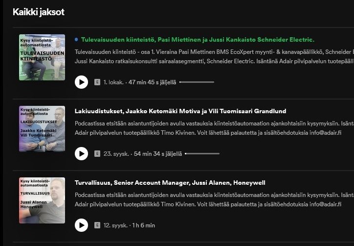Adair podcast: ”Kysy kiinteistöautomaatiosta” on julkaistu tänään